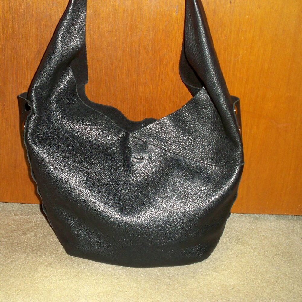 Hammitt Tom Black Pebbled Leather Handbag with Gunmetal Hardware $525, EUC!!